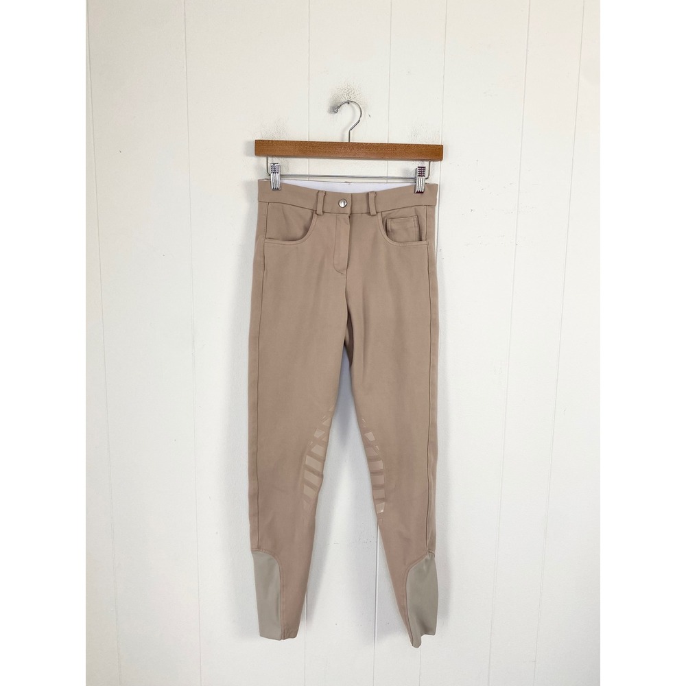 HR Farm Womens Tan Full Seat Silicone Grip Equestrian Riding Breeches Pants 26 *